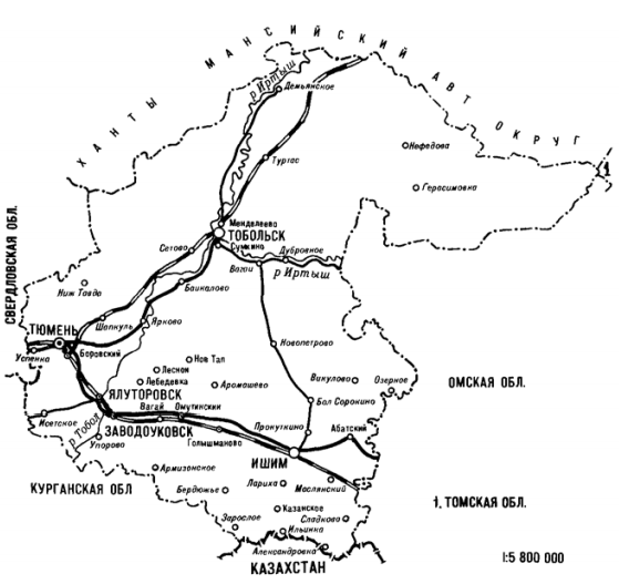 Карта тюменской области дорожная